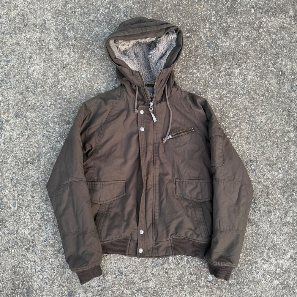 Spiewak Golden Fleece Brown Fur Hooded Bomber Jacket Mens Small